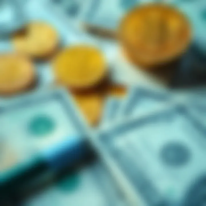 A graphic showing stablecoins being exchanged for US dollars, highlighting tax forms and compliance measures, illustrating the process of converting digital currency to cash.