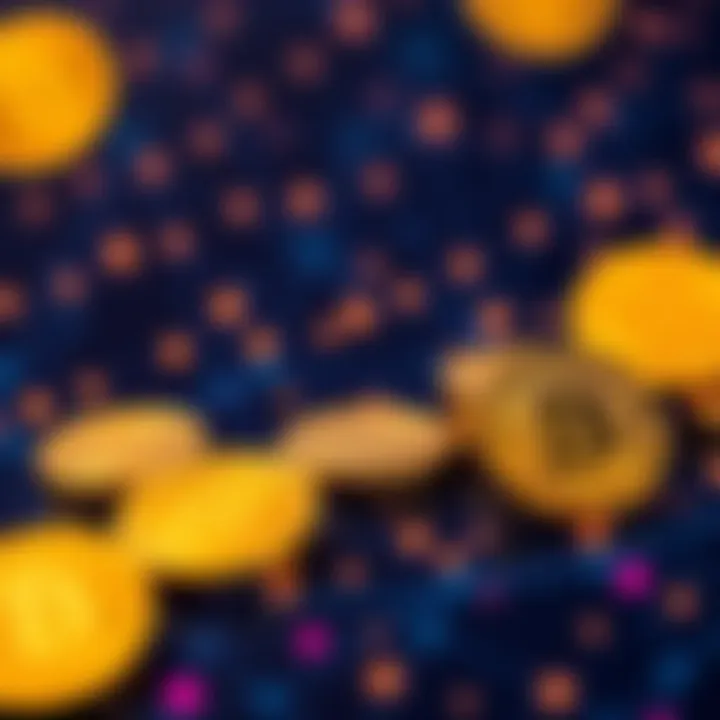 Stablecoins Concept Visual representation of stablecoins with digital currency symbols and a blockchain background