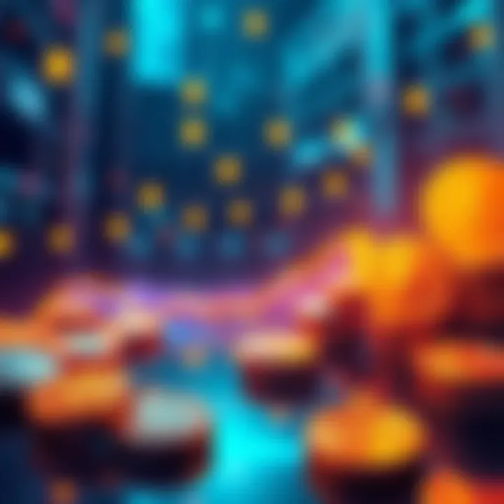 Illustration showing stablecoins with dollar signs and digital currency symbols, representing their role in trading and finance.