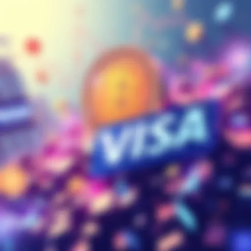 Illustration showing stablecoins overshadowing Visa in the financial sector, symbolizing the shift in payment systems.