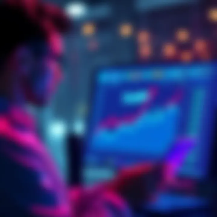 Staking SOL on Solflare A person reviewing their staking options on a digital platform, with graphs showing 5.6% APY