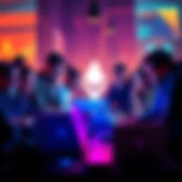 A diverse group of entrepreneurs collaborating over laptops, discussing innovative blockchain applications for privacy and security using Monero.