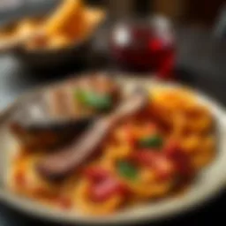 A delicious steak and spaghetti meal served on a plate, showcasing an affordable dining option in China.