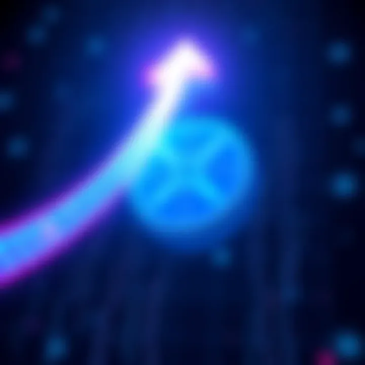 A graphic showing the Stellar logo with a rising arrow indicating potential growth for XLM cryptocurrency