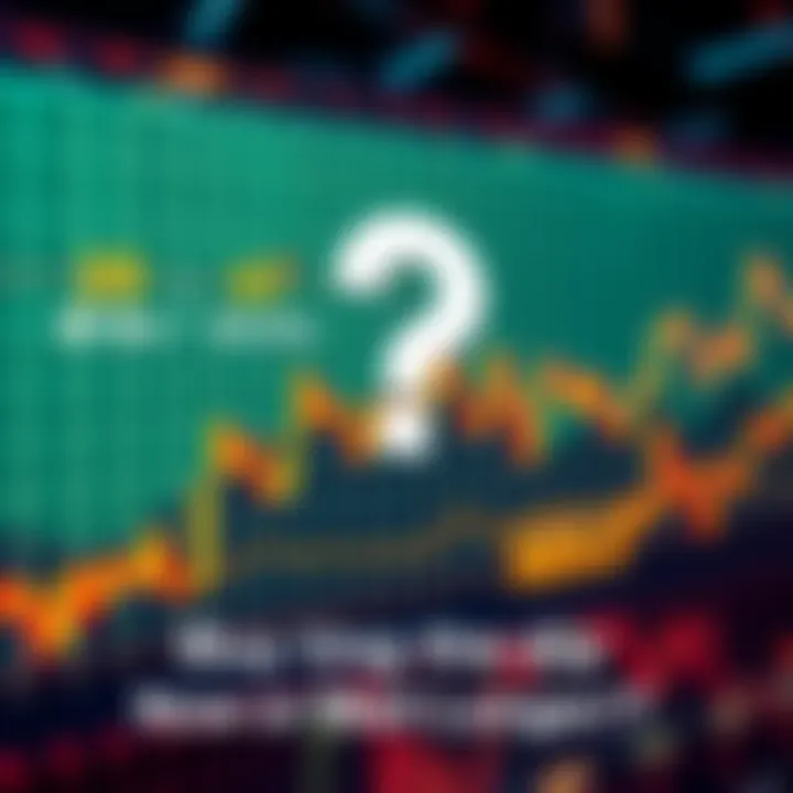 A graph showing a dip in stock prices with a question mark overlay, representing market investment decisions