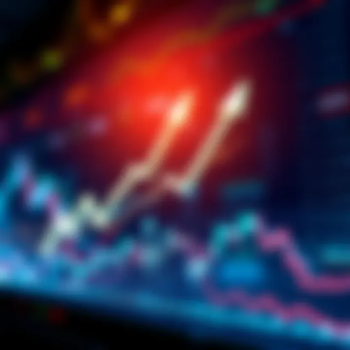 Graph showing rising stock prices with arrows pointing upward