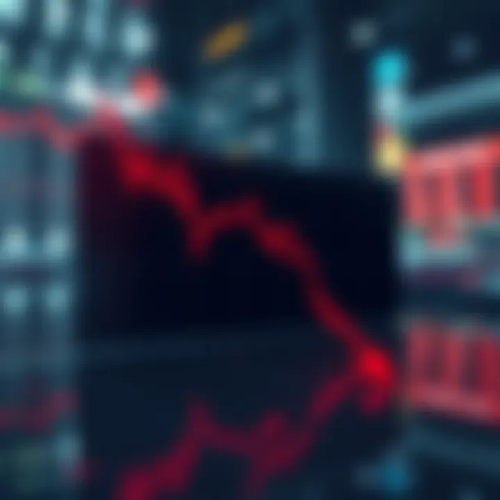 A graph showing a significant drop in the US stock market, reflecting a loss of $820 billion, with an overlay of a downward arrow symbolizing the decline.