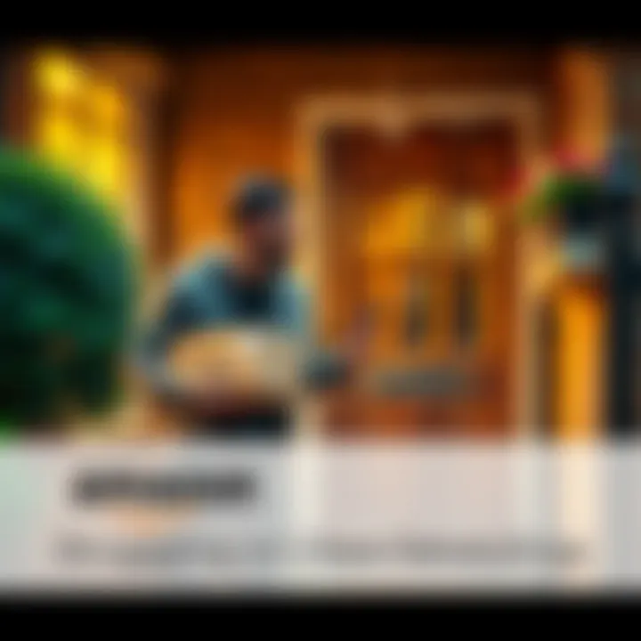 A UK shopper stands frustrated by their doorstep where an Amazon package was stolen, holding a receipt and looking at their phone, showing signs of distress over the chargeback process.