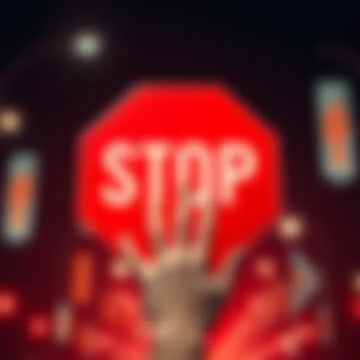 A red stop sign with a hand raised in front of it, symbolizing the call to halt unproductive behaviors.