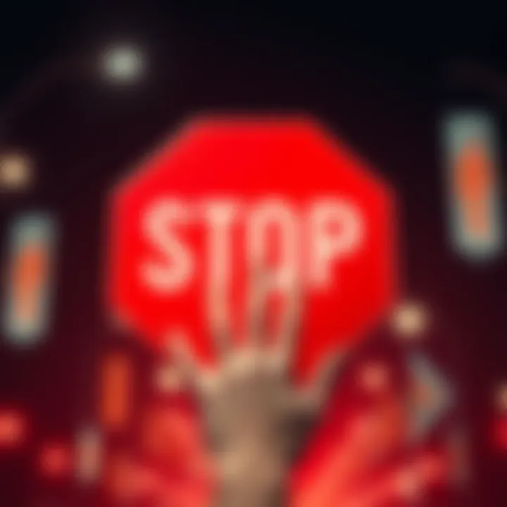Stop Sign A red stop sign with a hand raised in front of it, symbolizing the call to halt unproductive behaviors.