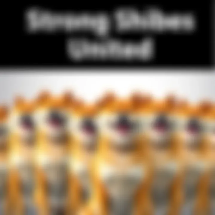 A group of cheerful shibes standing together, symbolizing resilience and unity within the community.