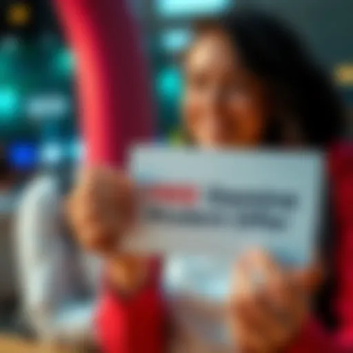 A student smiling while holding a card that says 'Free Gemini Pro Offer'.