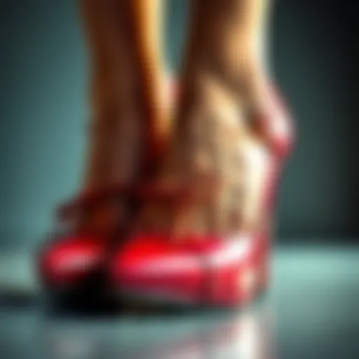 A close-up view of a trendy pair of high heels, showcasing their design and color, sparking a discussion on fashion and age perception.