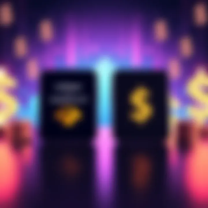 A graphic depicting a comparison of subscription fees between Coinbase and Wealthfront for earning on USDC, with dollar signs and coin symbols in the background.