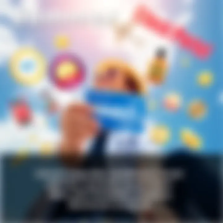 A person enjoying summer activities while holding a BitMart Card, surrounded by rewards and cashback symbols.