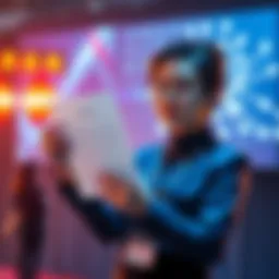 Sunny Lu presenting a letter discussing VeChain's future and integration of AI and blockchain.