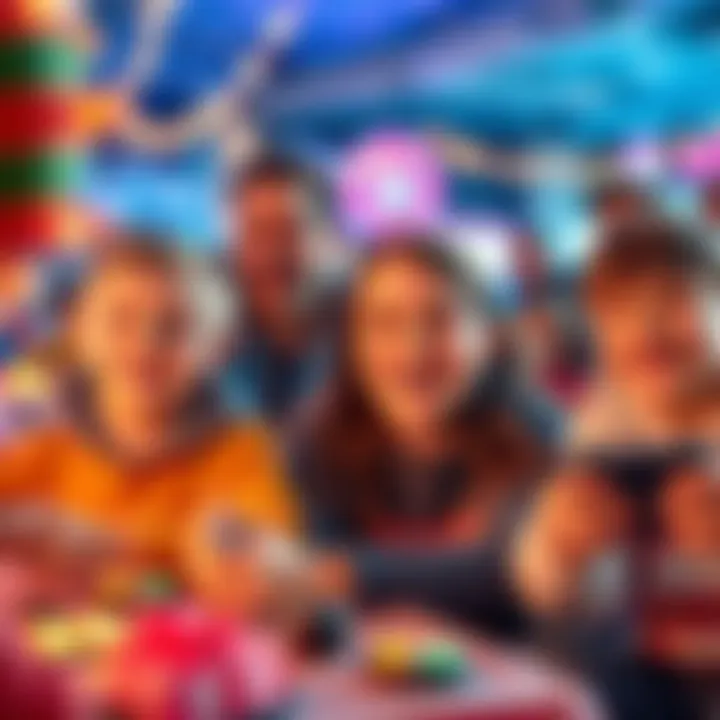 A group of people enjoying various games during Super Mini-game Saturday, with smiles and laughter in a festive setting