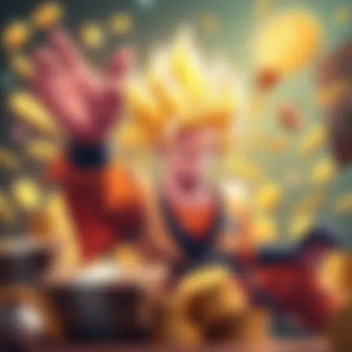 A trader powered up like a Super Saiyan, surrounded by symbols of profit and success, showcasing their trading skills on BitMart.