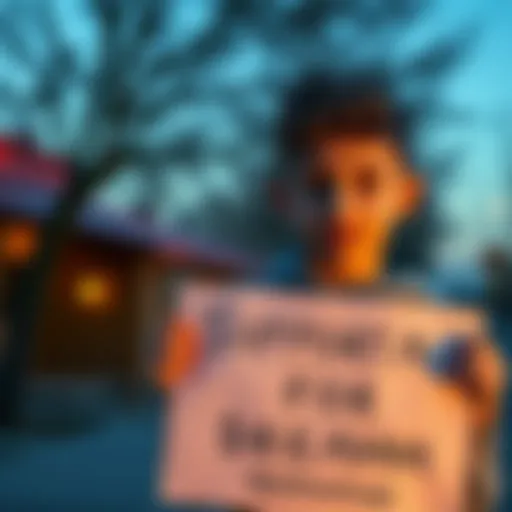 A teenage boy from Bulgaria holds a sign asking for donations to support his future projects, looking hopeful and determined.