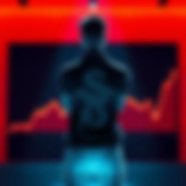 A person standing with arms crossed, looking away from a graph showing declining shares, symbolizing a departure from investment. They appear thoughtful and resolved, reflecting on their decision to s...