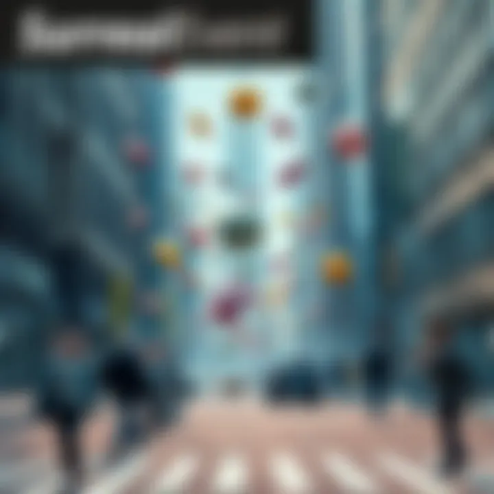 A bustling city street suddenly filled with floating objects, surprising pedestrians and creating an extraordinary scene.