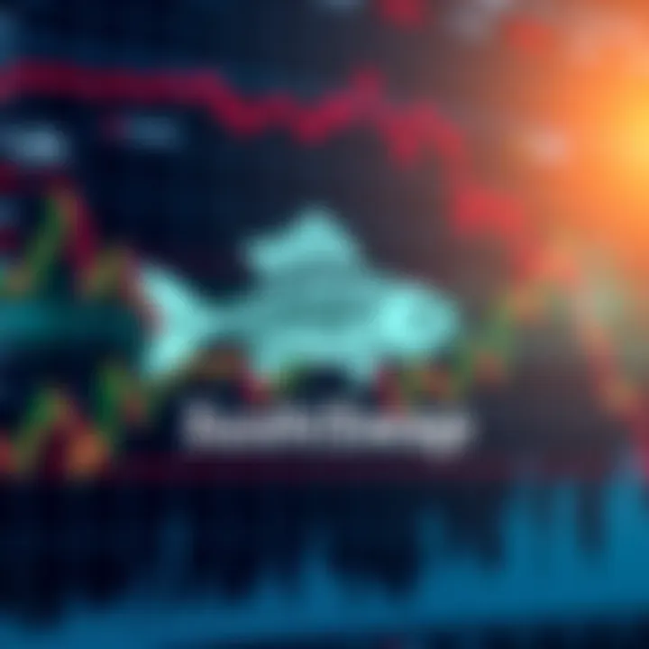 The SushiSwap logo featuring a stylized fish symbol, representing the DeFi protocol's identity, set against a backdrop of fluctuating graphs depicting market trends.