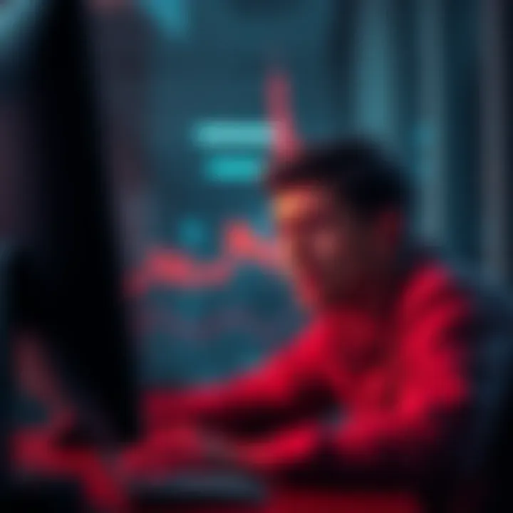 A person looking worried while checking their crypto account on a computer, highlighting issues with account suspension.