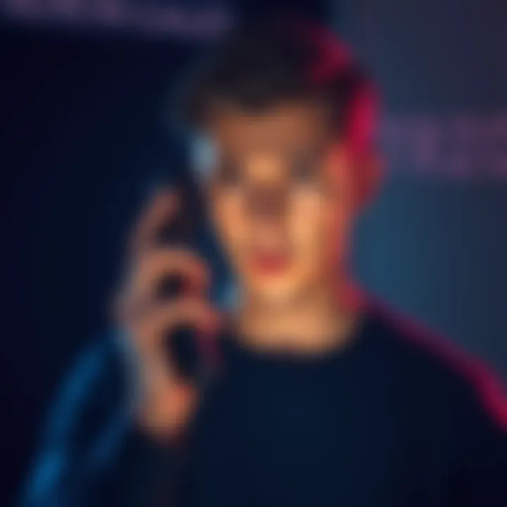 Suspicious Call Alert A concerned person holding a phone with a worried expression, symbolizing a scam alert about a call from Trezor.