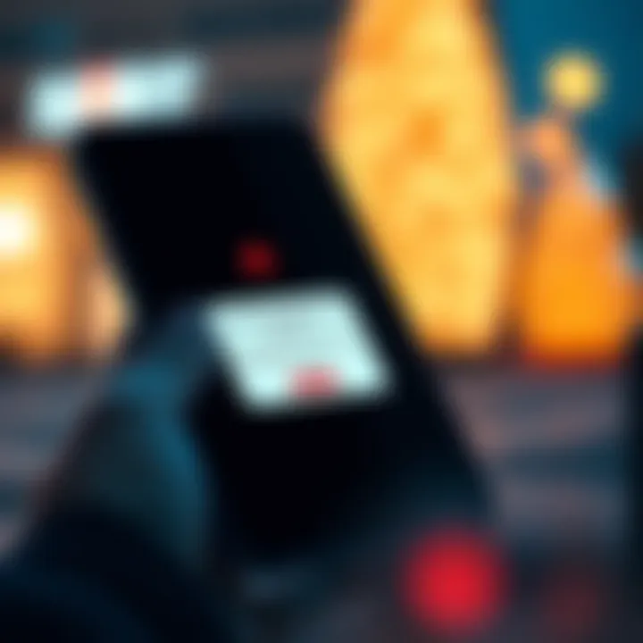 Suspicious gift pop-up alert A phone screen showing a pop-up message about a gift, with a red alert symbol indicating caution