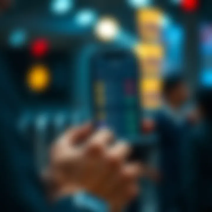 A person using a smartphone app to exchange cryptocurrency, with a focus on a swap aggregator interface showing options for trading.