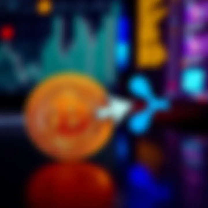 Swapping Bitcoin for Ripple A graphic showing Bitcoin and Ripple logos with an arrow indicating a swap, representing the exchange process.