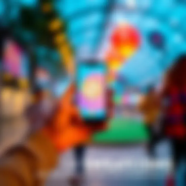 A person excitedly holding a smartphone displaying the Sweatcoin app interface, with a vibrant background suggesting financial benefits