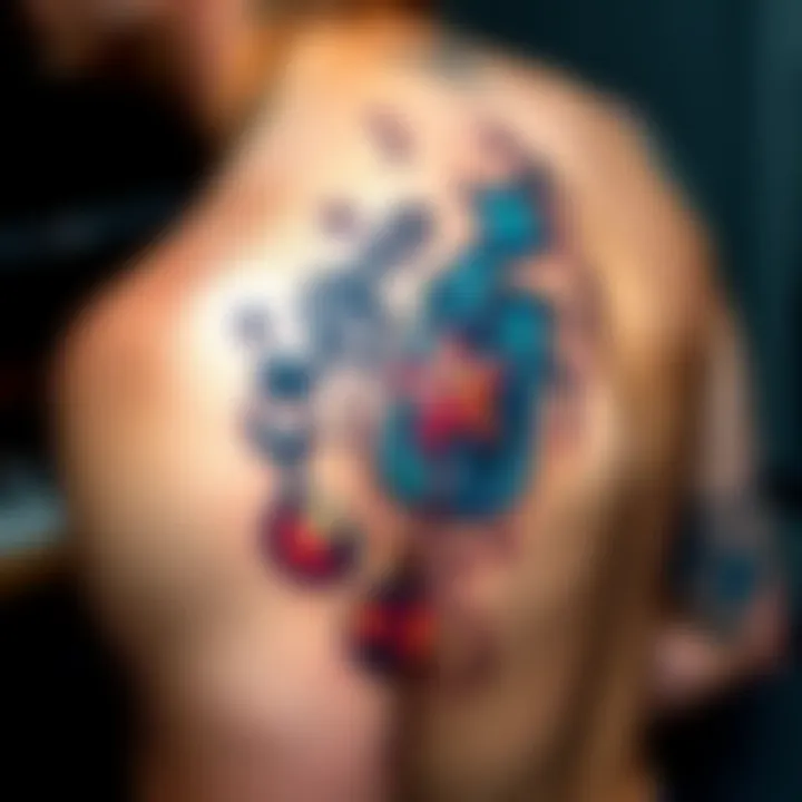 Tattoo merging music and gaming A creative tattoo design blending musical elements and video game symbols by Michaล Szczechowski