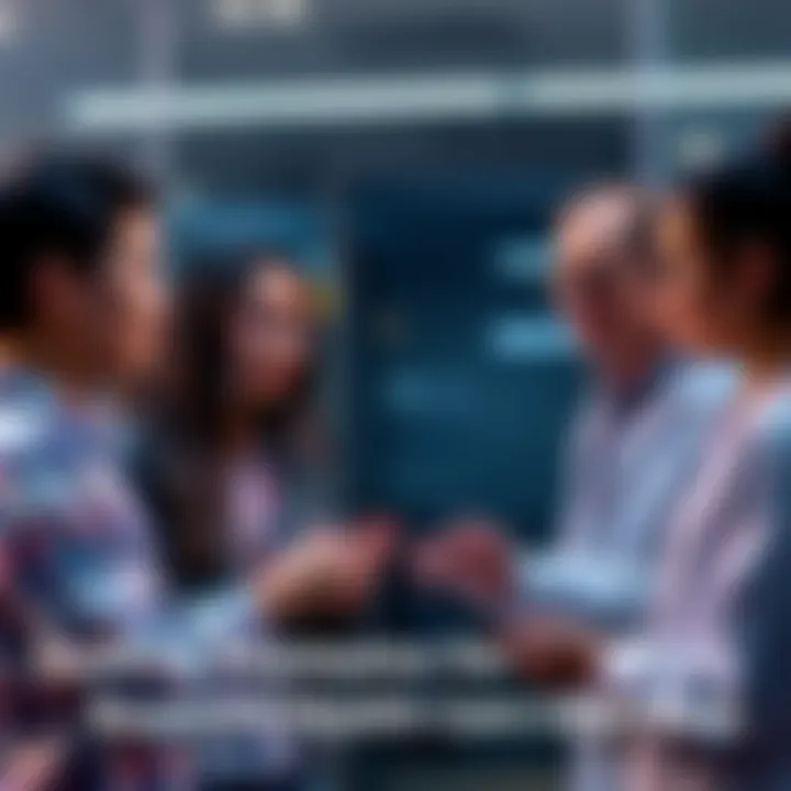 Group of students discussing ideas for a health care interface project, showing teamwork and collaboration, with a focus on biotechnology.