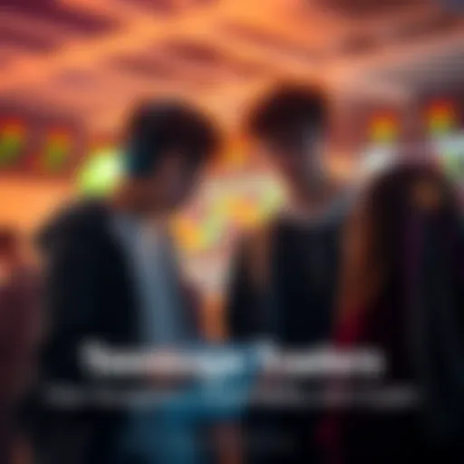 A group of teenagers looking at charts and discussing cryptocurrency trading strategies