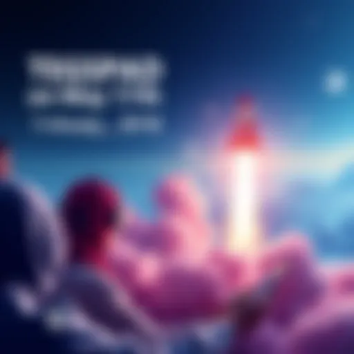 A visual representation of TEGPAD's launch event featuring a rocket taking off, symbolizing the start of new projects on the Solana platform with community involvement.