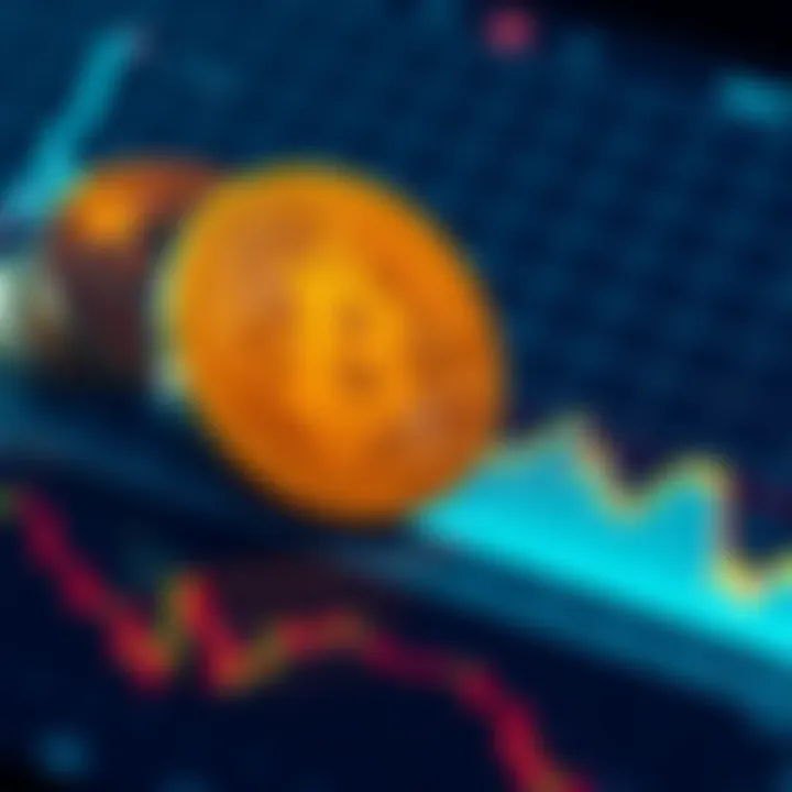 A representation of Tether's decision to sell Bitcoin, featuring a graphic of Bitcoin coins and a downward trend line on a financial chart.