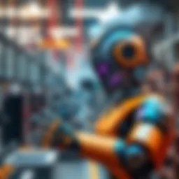 A humanoid robot working in a factory environment, showcasing advanced automation technology.