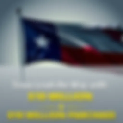 Texas flag with Bitcoin symbol and $10 million text, representing the state's investment in cryptocurrency.