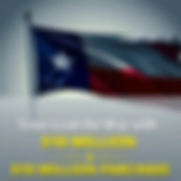 Texas Bitcoin Investment Texas flag with Bitcoin symbol and $10 million text, representing the state's investment in cryptocurrency.