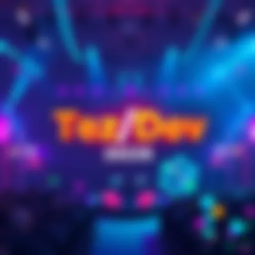 A colorful poster promoting the Tez/Dev 2026 event with dates and highlights for developers and enthusiasts