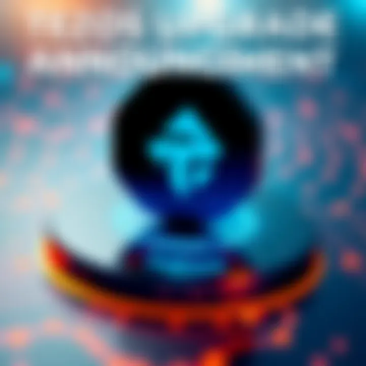 A graphic showing the Tezos logo with text highlighting improved block speed and security features