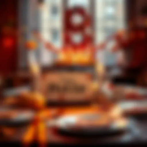 A festive table with a Thanksgiving card from Bitto, surrounded by autumn decorations and a warm atmosphere.