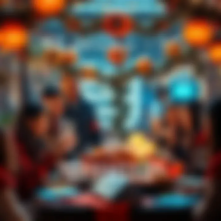 A festive scene showing people celebrating Thanksgiving with decorations, turkey, and BitMart promotional materials, highlighting zero-fee trades and bonuses.