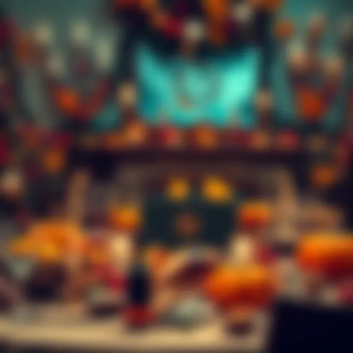 A festive table setting for Thanksgiving featuring a Trezor device surrounded by autumn decorations and holiday food.