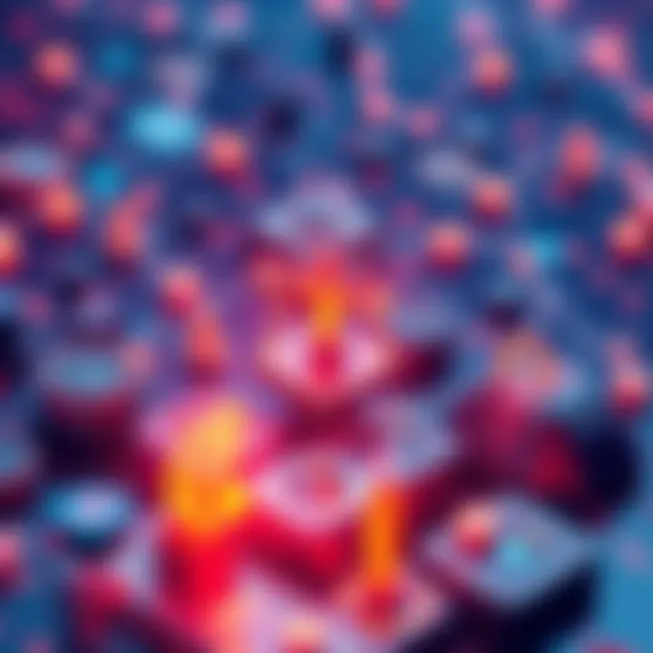 ThorChain Token Swap Concept A digital representation of ThorChain showcasing blockchain connections and token swaps, with elements symbolizing challenges like liquidity issues and scandals.