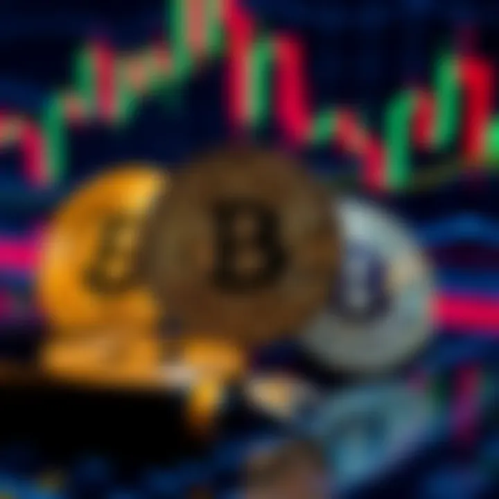 A visual representation of three Bitcoin coins with a backdrop of a digital currency graph, symbolizing the heated debate in the crypto community over a 3 BTC offer.