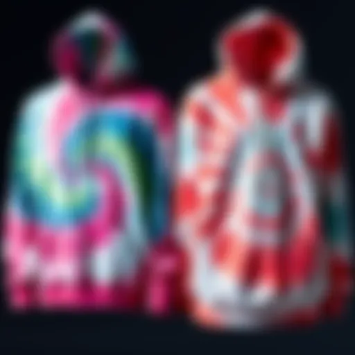 Two almost identical tie-dye hoodies from Halsey’s line displayed side by side, one with a price tag of $50 higher than the other.