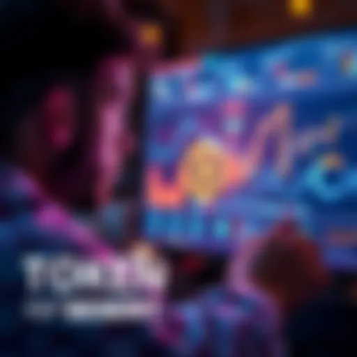 A person looking at a computer screen with graphs and charts related to token investment