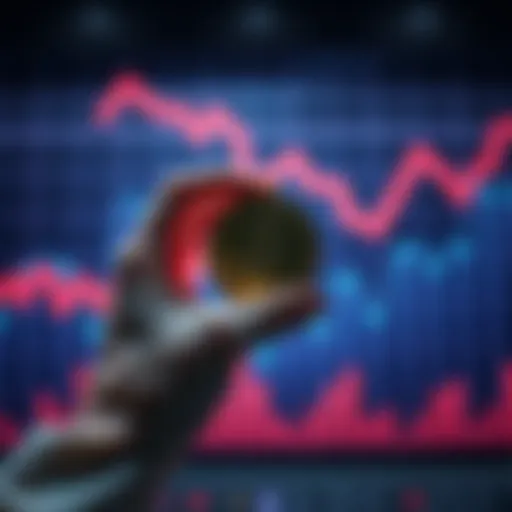 Token Swap Loss An image showing a hand holding a digital cryptocurrency token with a downward graph in the background, representing a financial loss in a mid-cap token swap.